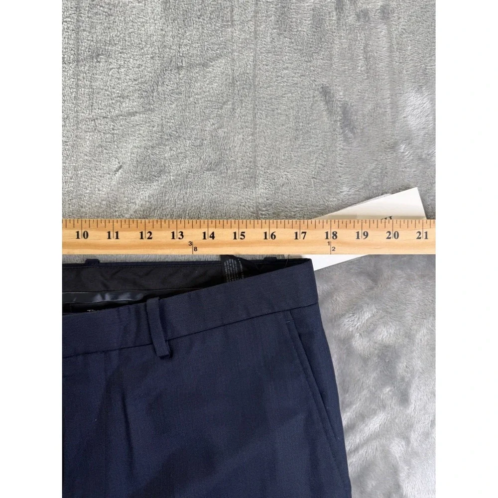 Theory Dress Pants Mens 34 Navy Blue Flat Front Straight Leg Suit Trousers